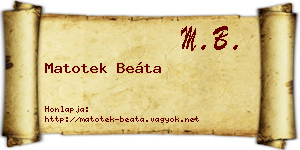 Matotek Beáta névjegykártya